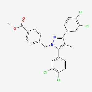 molecular formula C25H18Cl4N2O2 B10917368 methyl 4-{[3,5-bis(3,4-dichlorophenyl)-4-methyl-1H-pyrazol-1-yl]methyl}benzoate 