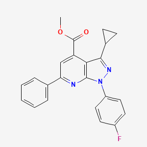 molecular formula C23H18FN3O2 B10917381 methyl 3-cyclopropyl-1-(4-fluorophenyl)-6-phenyl-1H-pyrazolo[3,4-b]pyridine-4-carboxylate 