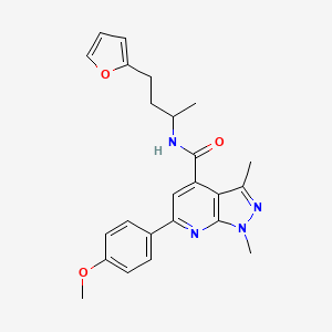 molecular formula C24H26N4O3 B10917405 N-[4-(furan-2-yl)butan-2-yl]-6-(4-methoxyphenyl)-1,3-dimethyl-1H-pyrazolo[3,4-b]pyridine-4-carboxamide 