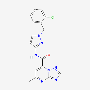 molecular formula C17H14ClN7O B10917411 N-[1-(2-chlorobenzyl)-1H-pyrazol-3-yl]-5-methyl[1,2,4]triazolo[1,5-a]pyrimidine-7-carboxamide 