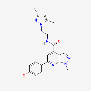 molecular formula C22H24N6O2 B10917415 N-[2-(3,5-dimethyl-1H-pyrazol-1-yl)ethyl]-6-(4-methoxyphenyl)-1-methyl-1H-pyrazolo[3,4-b]pyridine-4-carboxamide 