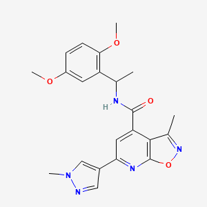 molecular formula C22H23N5O4 B10917437 N-[1-(2,5-dimethoxyphenyl)ethyl]-3-methyl-6-(1-methyl-1H-pyrazol-4-yl)[1,2]oxazolo[5,4-b]pyridine-4-carboxamide 