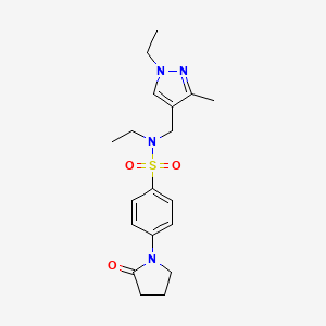 molecular formula C19H26N4O3S B10917470 N-ethyl-N-[(1-ethyl-3-methyl-1H-pyrazol-4-yl)methyl]-4-(2-oxopyrrolidin-1-yl)benzenesulfonamide 