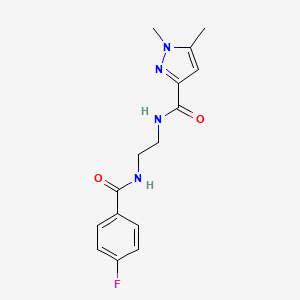 molecular formula C15H17FN4O2 B10917548 N-(2-{[(4-fluorophenyl)carbonyl]amino}ethyl)-1,5-dimethyl-1H-pyrazole-3-carboxamide 