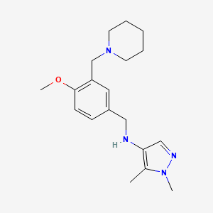 molecular formula C19H28N4O B10917550 N-(4-Methoxy-3-(piperidin-1-ylmethyl)benzyl)-1,5-dimethyl-1H-pyrazol-4-amine 