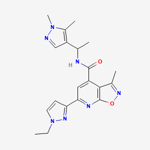 molecular formula C20H23N7O2 B10917558 N-[1-(1,5-dimethyl-1H-pyrazol-4-yl)ethyl]-6-(1-ethyl-1H-pyrazol-3-yl)-3-methyl[1,2]oxazolo[5,4-b]pyridine-4-carboxamide 
