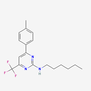 molecular formula C18H22F3N3 B10917577 N-hexyl-4-(4-methylphenyl)-6-(trifluoromethyl)pyrimidin-2-amine 