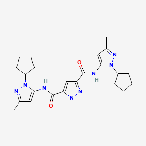 molecular formula C24H32N8O2 B10917870 N,N'-bis(1-cyclopentyl-3-methyl-1H-pyrazol-5-yl)-1-methyl-1H-pyrazole-3,5-dicarboxamide 