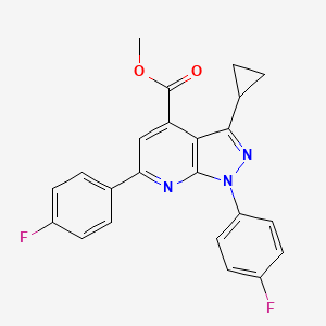 molecular formula C23H17F2N3O2 B10917878 methyl 3-cyclopropyl-1,6-bis(4-fluorophenyl)-1H-pyrazolo[3,4-b]pyridine-4-carboxylate 
