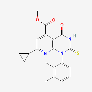 molecular formula C20H19N3O3S B10917881 Methyl 7-cyclopropyl-1-(2,3-dimethylphenyl)-4-oxo-2-sulfanyl-1,4-dihydropyrido[2,3-d]pyrimidine-5-carboxylate 