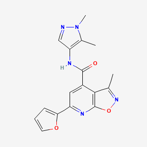 molecular formula C17H15N5O3 B10917912 N-(1,5-dimethyl-1H-pyrazol-4-yl)-6-(furan-2-yl)-3-methyl[1,2]oxazolo[5,4-b]pyridine-4-carboxamide 