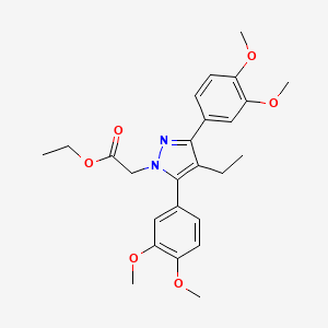 molecular formula C25H30N2O6 B10917951 ethyl [3,5-bis(3,4-dimethoxyphenyl)-4-ethyl-1H-pyrazol-1-yl]acetate 