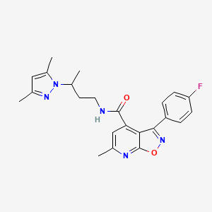 molecular formula C23H24FN5O2 B10917956 N-[3-(3,5-dimethyl-1H-pyrazol-1-yl)butyl]-3-(4-fluorophenyl)-6-methyl[1,2]oxazolo[5,4-b]pyridine-4-carboxamide 