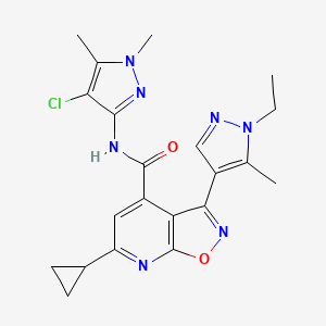 molecular formula C21H22ClN7O2 B10918056 N-(4-chloro-1,5-dimethyl-1H-pyrazol-3-yl)-6-cyclopropyl-3-(1-ethyl-5-methyl-1H-pyrazol-4-yl)[1,2]oxazolo[5,4-b]pyridine-4-carboxamide 