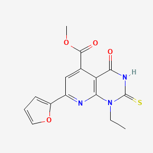molecular formula C15H13N3O4S B10918376 Methyl 1-ethyl-7-(furan-2-yl)-4-oxo-2-sulfanyl-1,4-dihydropyrido[2,3-d]pyrimidine-5-carboxylate 