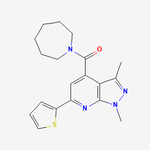 molecular formula C19H22N4OS B10918473 azepan-1-yl[1,3-dimethyl-6-(thiophen-2-yl)-1H-pyrazolo[3,4-b]pyridin-4-yl]methanone 