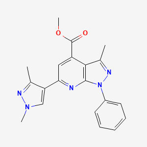 molecular formula C20H19N5O2 B10918516 methyl 6-(1,3-dimethyl-1H-pyrazol-4-yl)-3-methyl-1-phenyl-1H-pyrazolo[3,4-b]pyridine-4-carboxylate 