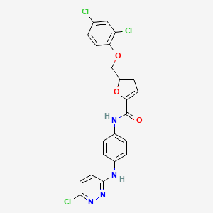 molecular formula C22H15Cl3N4O3 B10918667 N-{4-[(6-chloropyridazin-3-yl)amino]phenyl}-5-[(2,4-dichlorophenoxy)methyl]furan-2-carboxamide 