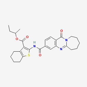molecular formula C27H31N3O4S B10918931 Butan-2-yl 2-{[(12-oxo-6,7,8,9,10,12-hexahydroazepino[2,1-b]quinazolin-3-yl)carbonyl]amino}-4,5,6,7-tetrahydro-1-benzothiophene-3-carboxylate 