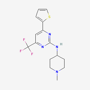molecular formula C15H17F3N4S B10919083 N-(1-methylpiperidin-4-yl)-4-(thiophen-2-yl)-6-(trifluoromethyl)pyrimidin-2-amine 