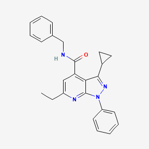 molecular formula C25H24N4O B10919091 N-benzyl-3-cyclopropyl-6-ethyl-1-phenyl-1H-pyrazolo[3,4-b]pyridine-4-carboxamide 