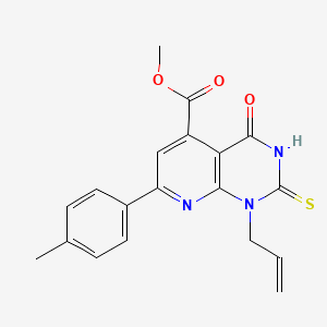 molecular formula C19H17N3O3S B10919109 Methyl 7-(4-methylphenyl)-4-oxo-1-(prop-2-en-1-yl)-2-sulfanyl-1,4-dihydropyrido[2,3-d]pyrimidine-5-carboxylate 