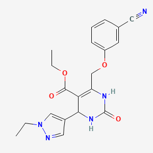 molecular formula C20H21N5O4 B10919133 ethyl 6-[(3-cyanophenoxy)methyl]-4-(1-ethyl-1H-pyrazol-4-yl)-2-oxo-1,2,3,4-tetrahydropyrimidine-5-carboxylate 