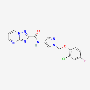 molecular formula C16H11ClFN7O2 B10919147 N-{1-[(2-chloro-4-fluorophenoxy)methyl]-1H-pyrazol-4-yl}[1,2,4]triazolo[1,5-a]pyrimidine-2-carboxamide 