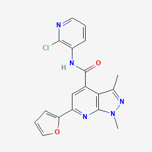 molecular formula C18H14ClN5O2 B10919162 N-(2-chloropyridin-3-yl)-6-(furan-2-yl)-1,3-dimethyl-1H-pyrazolo[3,4-b]pyridine-4-carboxamide 