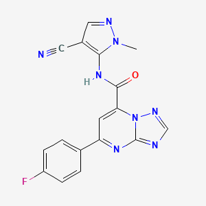 molecular formula C17H11FN8O B10919195 N-(4-cyano-1-methyl-1H-pyrazol-5-yl)-5-(4-fluorophenyl)[1,2,4]triazolo[1,5-a]pyrimidine-7-carboxamide 