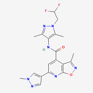 molecular formula C19H19F2N7O2 B10919200 N-[1-(2,2-difluoroethyl)-3,5-dimethyl-1H-pyrazol-4-yl]-3-methyl-6-(1-methyl-1H-pyrazol-4-yl)[1,2]oxazolo[5,4-b]pyridine-4-carboxamide 