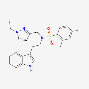 molecular formula C24H28N4O2S B10919415 N-[(1-ethyl-1H-pyrazol-3-yl)methyl]-N-[2-(1H-indol-3-yl)ethyl]-2,4-dimethylbenzenesulfonamide 