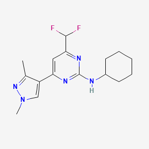molecular formula C16H21F2N5 B10919552 N-cyclohexyl-4-(difluoromethyl)-6-(1,3-dimethyl-1H-pyrazol-4-yl)pyrimidin-2-amine 