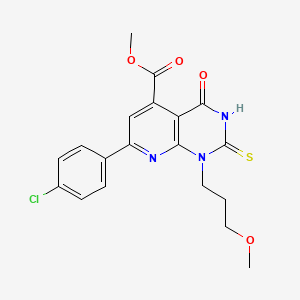 molecular formula C19H18ClN3O4S B10919589 Methyl 7-(4-chlorophenyl)-1-(3-methoxypropyl)-4-oxo-2-sulfanyl-1,4-dihydropyrido[2,3-d]pyrimidine-5-carboxylate 