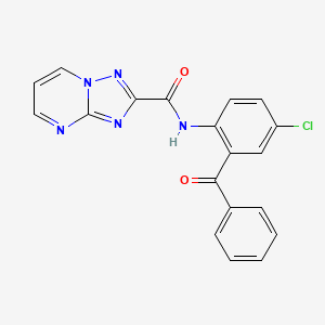 molecular formula C19H12ClN5O2 B10919657 N-[4-chloro-2-(phenylcarbonyl)phenyl][1,2,4]triazolo[1,5-a]pyrimidine-2-carboxamide 