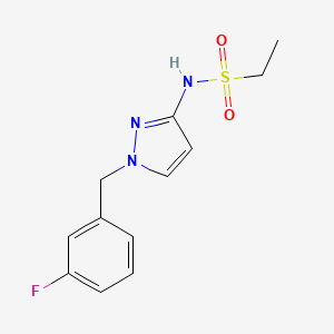 molecular formula C12H14FN3O2S B10919719 N-[1-(3-fluorobenzyl)-1H-pyrazol-3-yl]ethanesulfonamide 