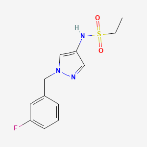 molecular formula C12H14FN3O2S B10919809 N-[1-(3-fluorobenzyl)-1H-pyrazol-4-yl]ethanesulfonamide 