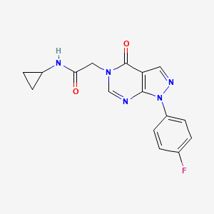 molecular formula C16H14FN5O2 B10919879 N-cyclopropyl-2-[1-(4-fluorophenyl)-4-oxo-1,4-dihydro-5H-pyrazolo[3,4-d]pyrimidin-5-yl]acetamide 
