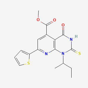 molecular formula C17H17N3O3S2 B10919899 Methyl 1-(butan-2-yl)-4-oxo-2-sulfanyl-7-(thiophen-2-yl)-1,4-dihydropyrido[2,3-d]pyrimidine-5-carboxylate 
