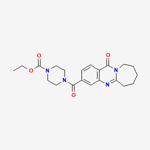 molecular formula C21H26N4O4 B10919919 Ethyl 4-[(12-oxo-6,7,8,9,10,12-hexahydroazepino[2,1-b]quinazolin-3-yl)carbonyl]piperazine-1-carboxylate 