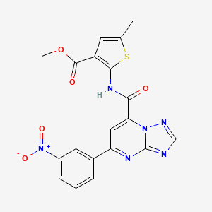 molecular formula C19H14N6O5S B10919982 Methyl 5-methyl-2-({[5-(3-nitrophenyl)[1,2,4]triazolo[1,5-a]pyrimidin-7-yl]carbonyl}amino)thiophene-3-carboxylate 
