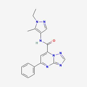 molecular formula C18H17N7O B10919995 N-(1-ethyl-5-methyl-1H-pyrazol-4-yl)-5-phenyl[1,2,4]triazolo[1,5-a]pyrimidine-7-carboxamide 