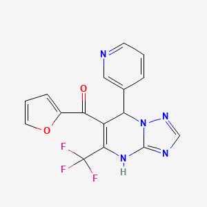 molecular formula C16H10F3N5O2 B10920058 Furan-2-yl[7-(pyridin-3-yl)-5-(trifluoromethyl)-4,7-dihydro[1,2,4]triazolo[1,5-a]pyrimidin-6-yl]methanone 
