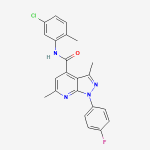 molecular formula C22H18ClFN4O B10920084 N-(5-chloro-2-methylphenyl)-1-(4-fluorophenyl)-3,6-dimethyl-1H-pyrazolo[3,4-b]pyridine-4-carboxamide 