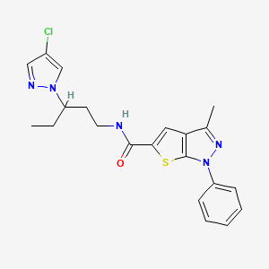 molecular formula C21H22ClN5OS B10920091 N-[3-(4-chloro-1H-pyrazol-1-yl)pentyl]-3-methyl-1-phenyl-1H-thieno[2,3-c]pyrazole-5-carboxamide 