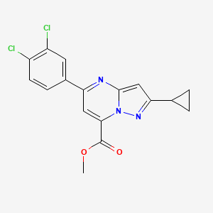molecular formula C17H13Cl2N3O2 B10920104 Methyl 2-cyclopropyl-5-(3,4-dichlorophenyl)pyrazolo[1,5-a]pyrimidine-7-carboxylate 