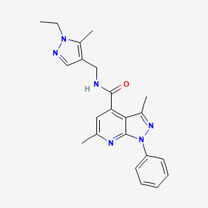 molecular formula C22H24N6O B10920123 N-[(1-ethyl-5-methyl-1H-pyrazol-4-yl)methyl]-3,6-dimethyl-1-phenyl-1H-pyrazolo[3,4-b]pyridine-4-carboxamide 