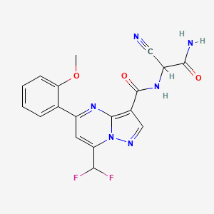 molecular formula C18H14F2N6O3 B10920162 N-(2-amino-1-cyano-2-oxoethyl)-7-(difluoromethyl)-5-(2-methoxyphenyl)pyrazolo[1,5-a]pyrimidine-3-carboxamide 