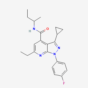 molecular formula C22H25FN4O B10920280 N-(butan-2-yl)-3-cyclopropyl-6-ethyl-1-(4-fluorophenyl)-1H-pyrazolo[3,4-b]pyridine-4-carboxamide 