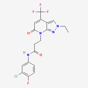 molecular formula C18H15ClF4N4O2 B10920445 N-(3-chloro-4-fluorophenyl)-3-[2-ethyl-6-oxo-4-(trifluoromethyl)-2,6-dihydro-7H-pyrazolo[3,4-b]pyridin-7-yl]propanamide 